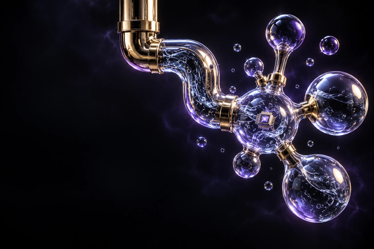 Transparent glass network joined by precision gold couplings